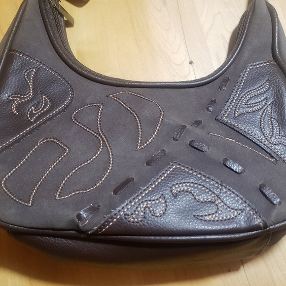 Frankie & Johnnie Vintage Embroidered Brown Shoulder Bag - Picture 4 of 8